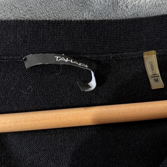 Tahari Long Sleeve Cardigan with neck Detail - Picture 8 of 8